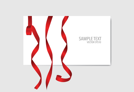 Cards with red ribbons. Vector illustration.のイラスト素材