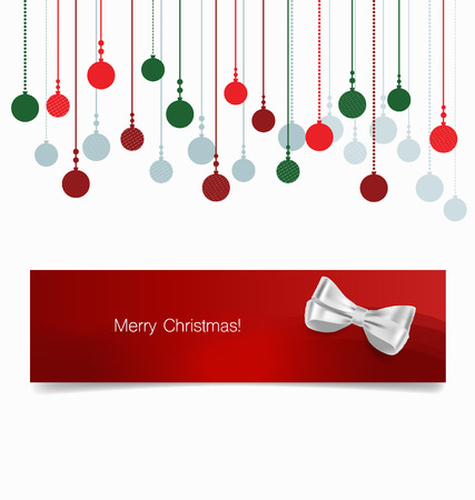 Holiday gift coupons with Christmas balls, vector illustration.のイラスト素材
