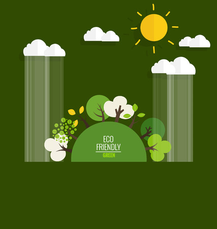 ECO FRIENDLY. Ecology concept with tree background. Vector illustration.のイラスト素材
