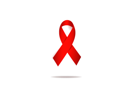 Aids Awareness Red heart Ribbon on white background. Vector illustration.のイラスト素材