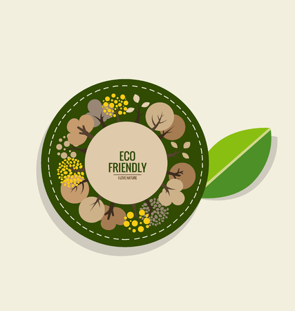 Nature banner, Eco organic labels and cards with Abstract trees. Vector illustration.のイラスト素材