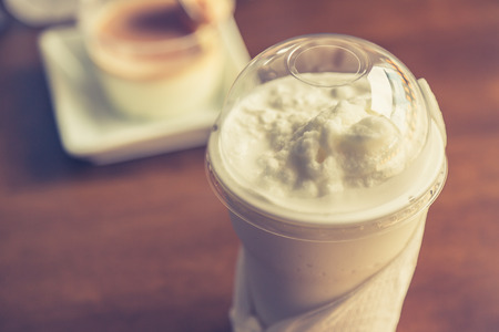 Fresh sweet coconut milk shake ( Filtered image processed vintage effect. )の写真素材