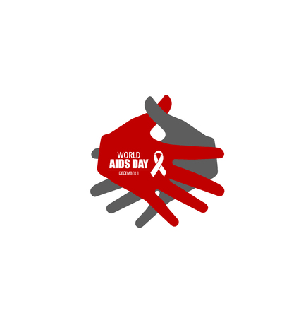 Stop AIDS: Hand with ribbon. Vector illustration.のイラスト素材