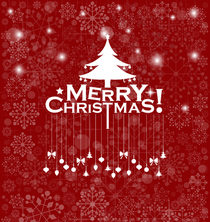 Christmas Greeting Card. Merry Christmas lettering, vector illustrationのイラスト素材