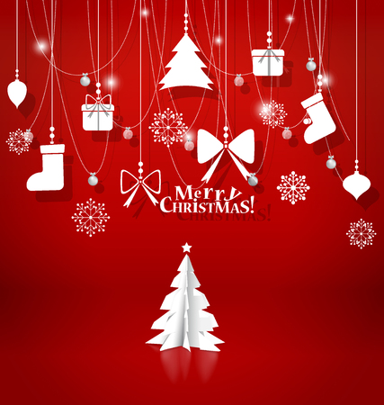 Christmas background with Christmas decorations. Vector illustration.のイラスト素材