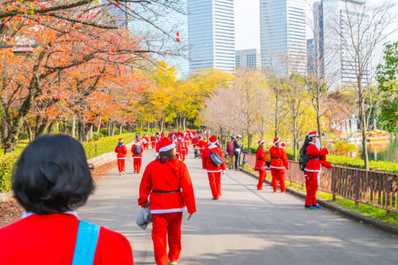 Osaka Japan - November 29 : Santa Run for Christmas in Osaka Japan "Osaka great santa run 2015 "のeditorial素材