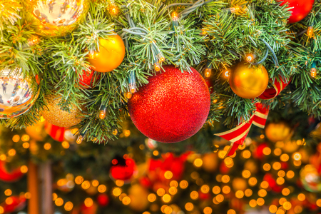 Christmas tree and decorationsの写真素材