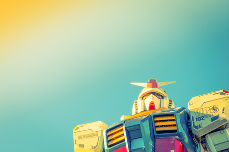 Full size Gundam Performances Outside DiverCity Tokyo Plaza, Odaiba, Tokyo, Japan - 27 November 2015: It is 18m tall The sculpture of famous anime franchise robot, Gundam.のeditorial素材