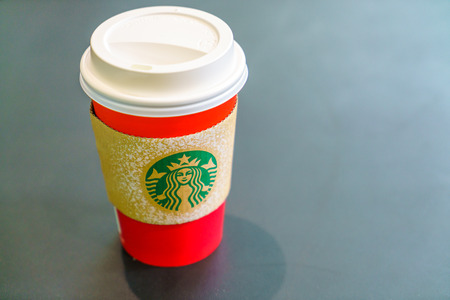 TOKYO, JAPAN - 24 November   2015. Starbucks Coffee background. Founded in 1971, Starbucks is the largest coffeehouse company in the world.のeditorial素材