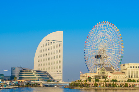 Yokohama,Japan - November 24,2015 : Ferris wheel at cosmo world fun park at minato mirai , Yokohama is the third biggest city in Japan.のeditorial素材