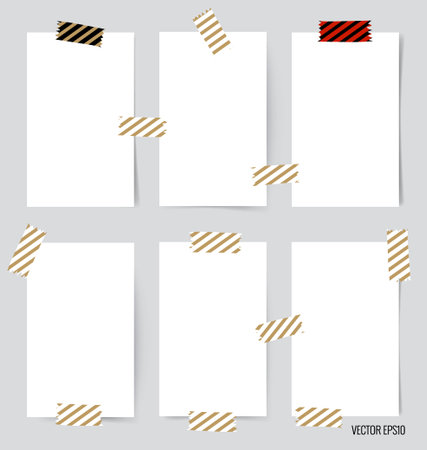 Collection of various white note papers, ready for your message. Vector illustration.のイラスト素材