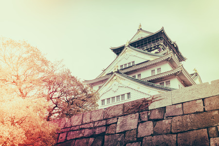 Osaka castle in Osaka Japan ( Filtered image processed vintage effect. )のeditorial素材