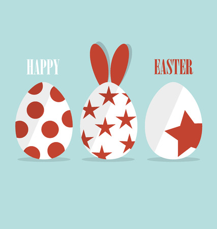 Happy easter cards with Easter bunnies and Easter eggs. Vector illustration.のイラスト素材