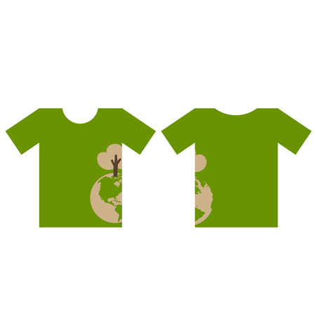 T- shirt design - ECO FRIENDLY - Creative Ecology concept with Green Eco Earth and Trees Vector Design.のイラスト素材