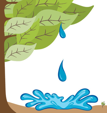 Ecological background with tree and water drop. Vector illustration.のイラスト素材