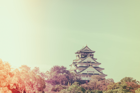 Osaka castle in Osaka Japan ( Filtered image processed vintage effect. )のeditorial素材