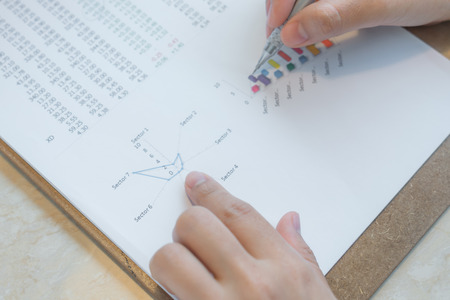 Hand write on Various financial charts on the tableの写真素材