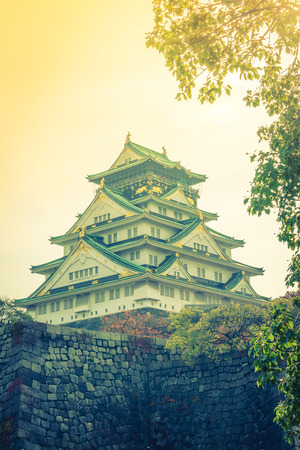 Osaka castle in Osaka Japan ( Filtered image processed vintage effect. )のeditorial素材