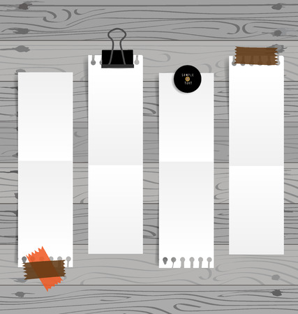 Collection of various white note papers, ready for your message. Vector illustration.のイラスト素材