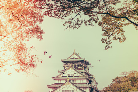 Osaka castle in Osaka Japan ( Filtered image processed vintage effect. )のeditorial素材