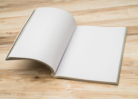 Blank catalog, magazines,book mock up on wood backgroundの写真素材