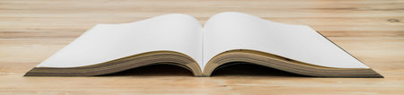 Blank catalog, magazines,book mock up on wood backgroundの写真素材