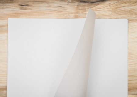 White template paper on wood textureの写真素材