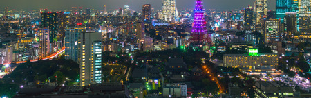 TOKYO - NOVEMBER 26: The Tokyo lights up the skyline on NOVEMBER 26, 2015  in Tokyo, Japan. Tokyo is the most populated metropolitan area in the world.のeditorial素材