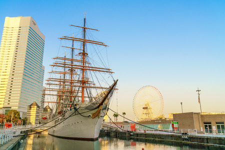 YOKOHAMA, JAPAN - November 24: Nippon Maru in Yokohama, Japan on November 24, 2015. Nippon Maru was a training ship for the cadets of the Japanese merchant marine. She was built in 1930.のeditorial素材
