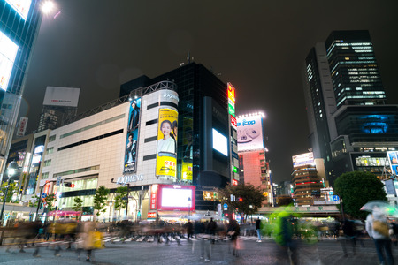 Tokyo, Japan - Nov 25: Pedestrians cross at Shibuya Crossing on November 25 th in Tokyo, Japan, 2015 . Shibuya Crossing is one of the busiest crosswalks in the world.のeditorial素材