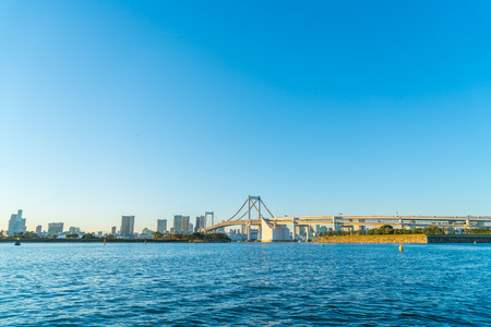 Tokyo skyline with Tokyo rainbow bridgeのeditorial素材