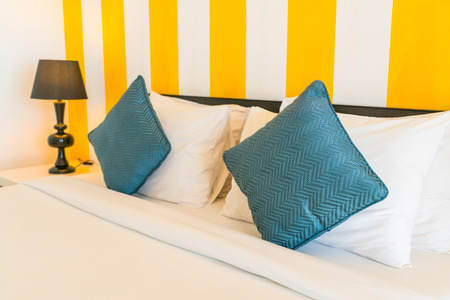 Comfortable pillows and bedの写真素材