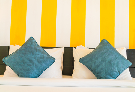 Comfortable pillows and bedの写真素材