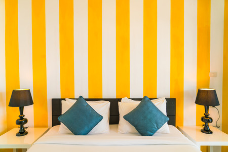 Comfortable pillows and bedの写真素材