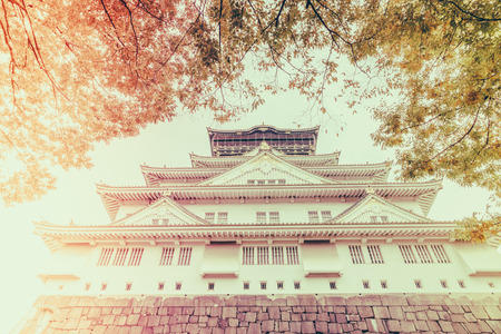 Osaka castle in Osaka Japan ( Filtered image processed vintage effect. )のeditorial素材