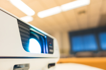 Close up of projector on tableの写真素材