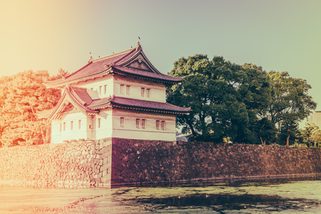 Beautiful  Imperial Palace in Tokyo, japan  ( Filtered image processed vintage effect. )のeditorial素材