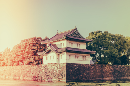 Beautiful  Imperial Palace in Tokyo, japan  ( Filtered image processed vintage effect. )のeditorial素材