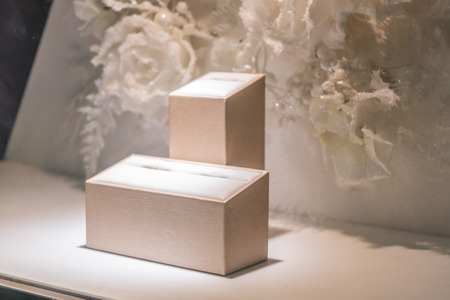 Empty stand for Jewelry store in show window ( Filtered image processed vintage effect. )の写真素材