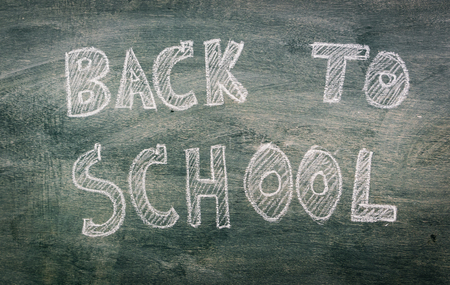 Freehand drawing Back to school on chalkboardの写真素材