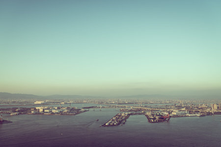 OSAKA, JAPAN - November  30, 2015 : Osaka city view from Umeda sky building, Osaka. View from the top.のeditorial素材