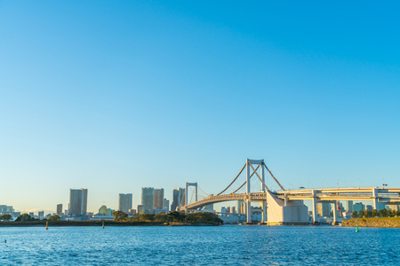 Tokyo skyline with Tokyo rainbow bridgeのeditorial素材