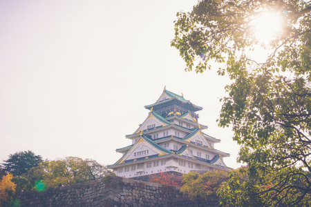 Osaka castle in Osaka Japan ( Filtered image processed vintage effect. )のeditorial素材