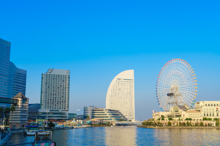 Yokohama,Japan - November 24,2015 : Ferris wheel at cosmo world fun park at minato mirai , Yokohama is the third biggest city in Japan.のeditorial素材