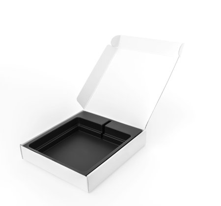 Blank white box mock up on white  background