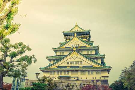 Osaka castle in Osaka Japan ( Filtered image processed vintage effect. )のeditorial素材
