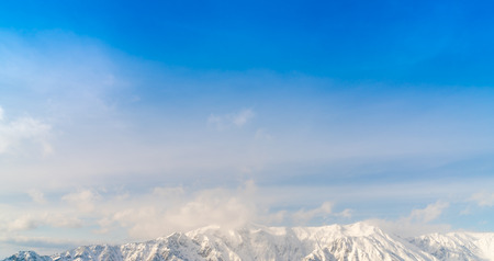 Panorama of Mountain Snow  Landscape with Blue Sky ,Japanの写真素材
