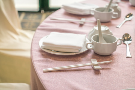 Table set for an event partyの写真素材