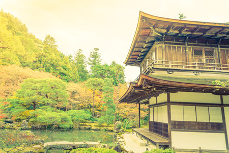 Ginkakuji Temple - Kyoto, Japan  ( Filtered image processed vintage effect. )のeditorial素材