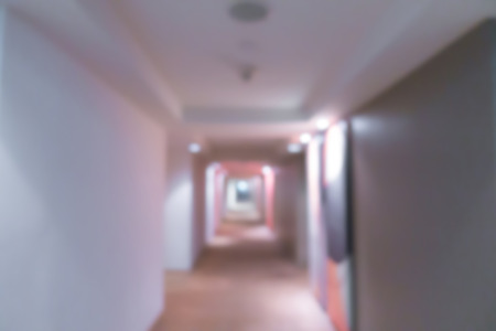 Abstract blur long corridor of hotel roomの写真素材